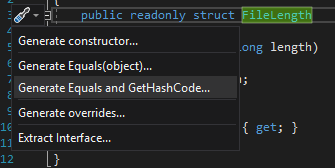 Quick action to generate equality operators